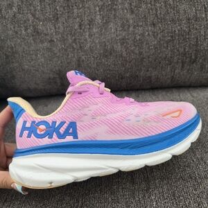 Hoka Pink and Blue Running Shoes
